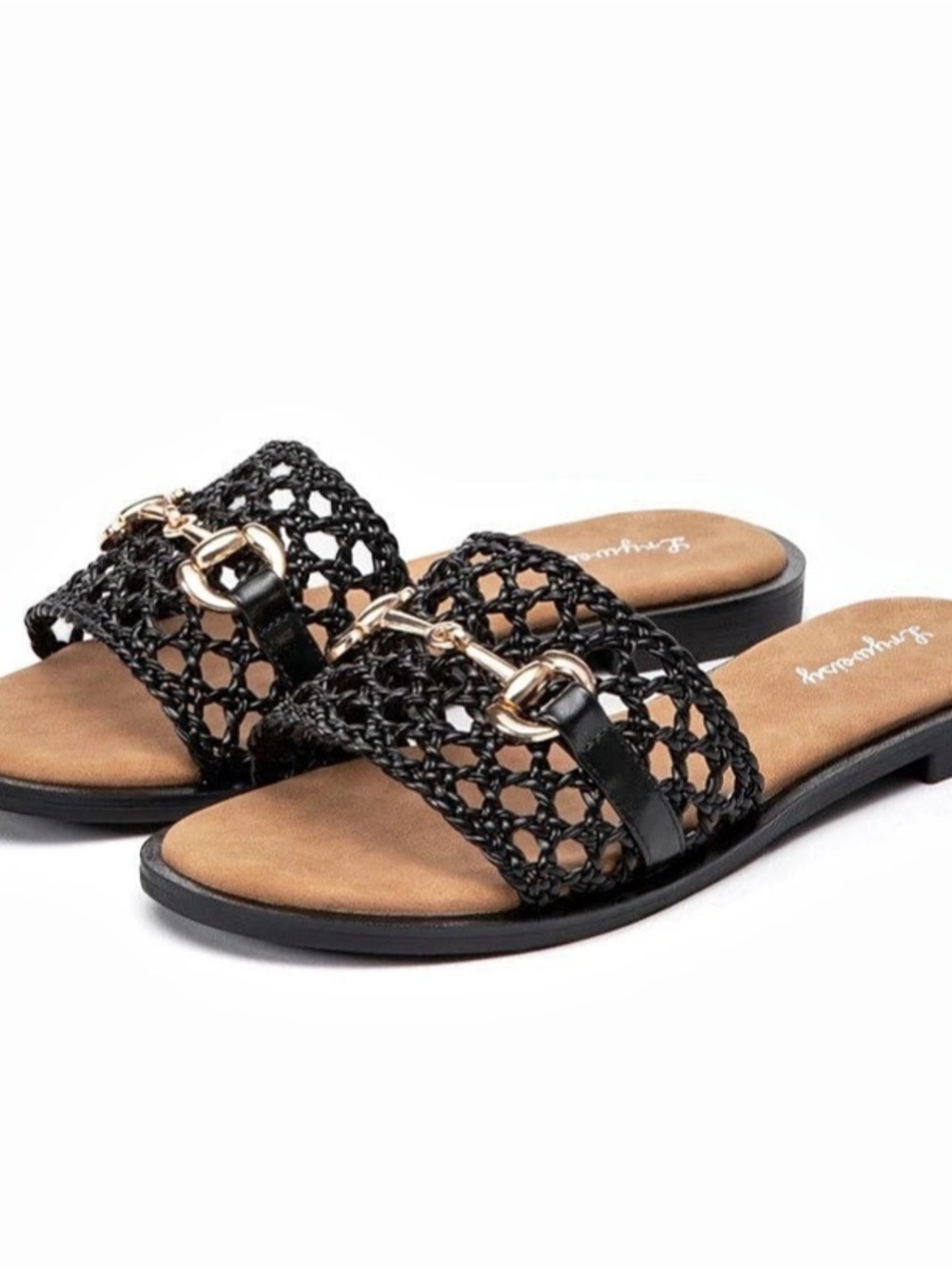 Aerosoles Black Woven Bit Sandals US 8.5 New